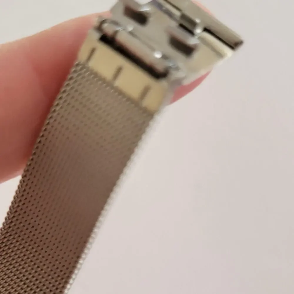 Sharp Womens Watch White Dial Gold Case Silver Mesh Bracelet Quartz Analog
